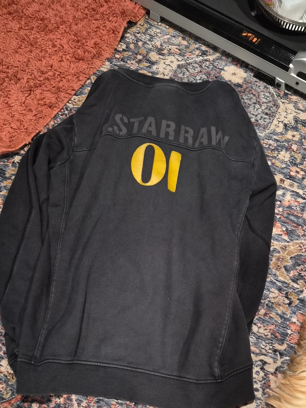 G-Star Black Hoodie with Brown Leather Patch